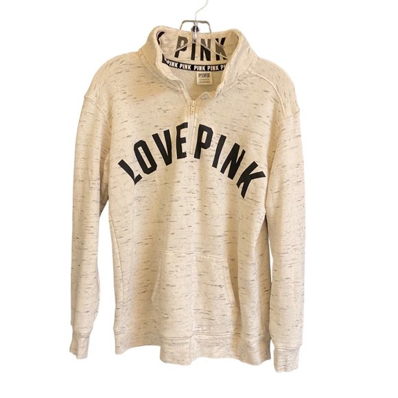 VICTORIA SECRET PINK SWEATSHIRT ADULT SIZE EXTRA SMALL OFF WHITE PULLOVER WOMENS - Picture 1 of 4